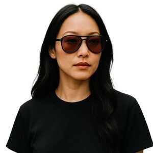 Black Aviator Sunglasses with Amber Lenses